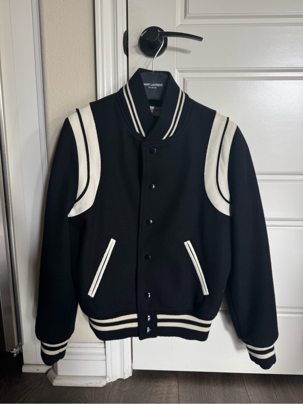 Saint Laurent Black & White Varsity Jacket FR 40 (us womens 6-8)